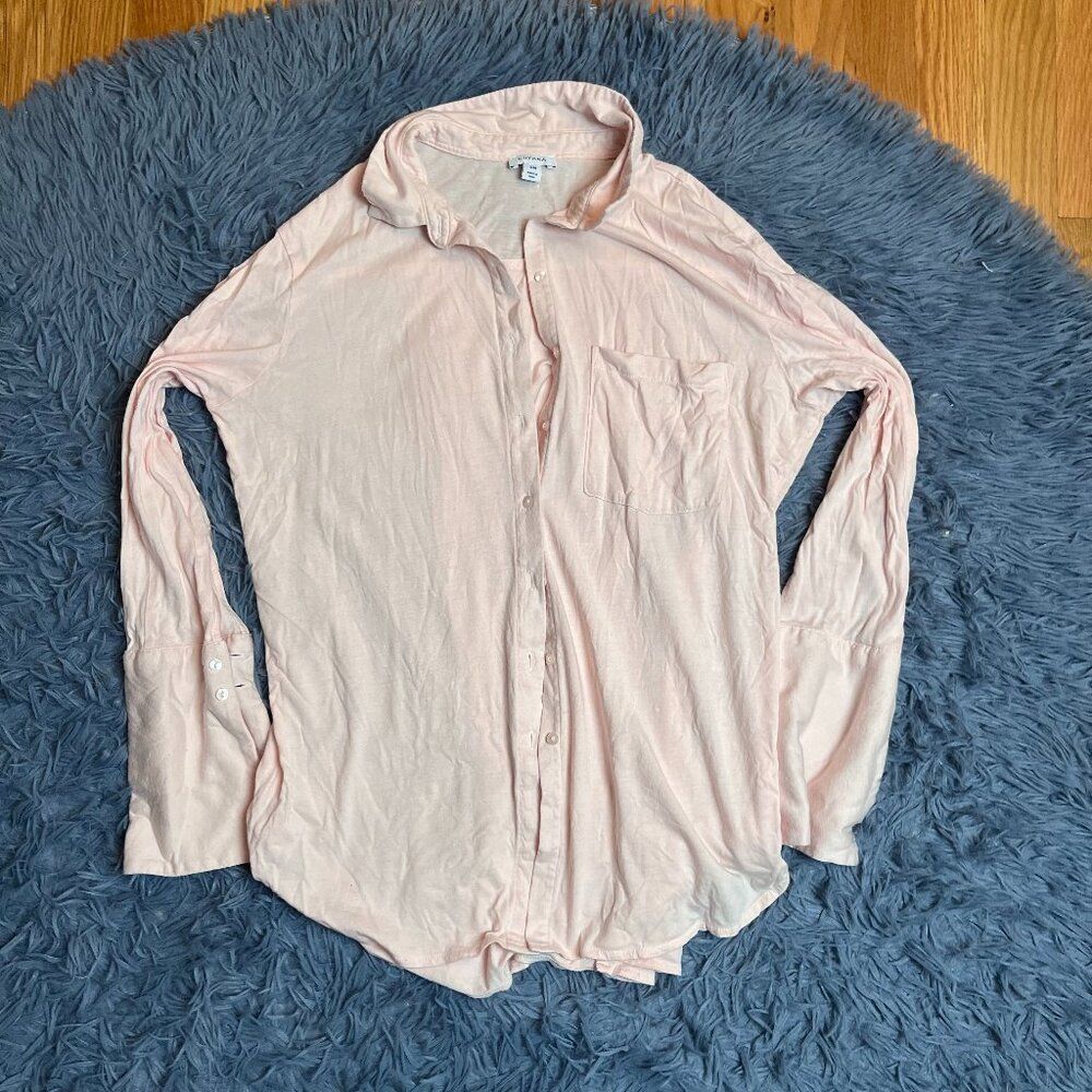 Cuyana Peach Pink Pajama Top Button Front Size S M